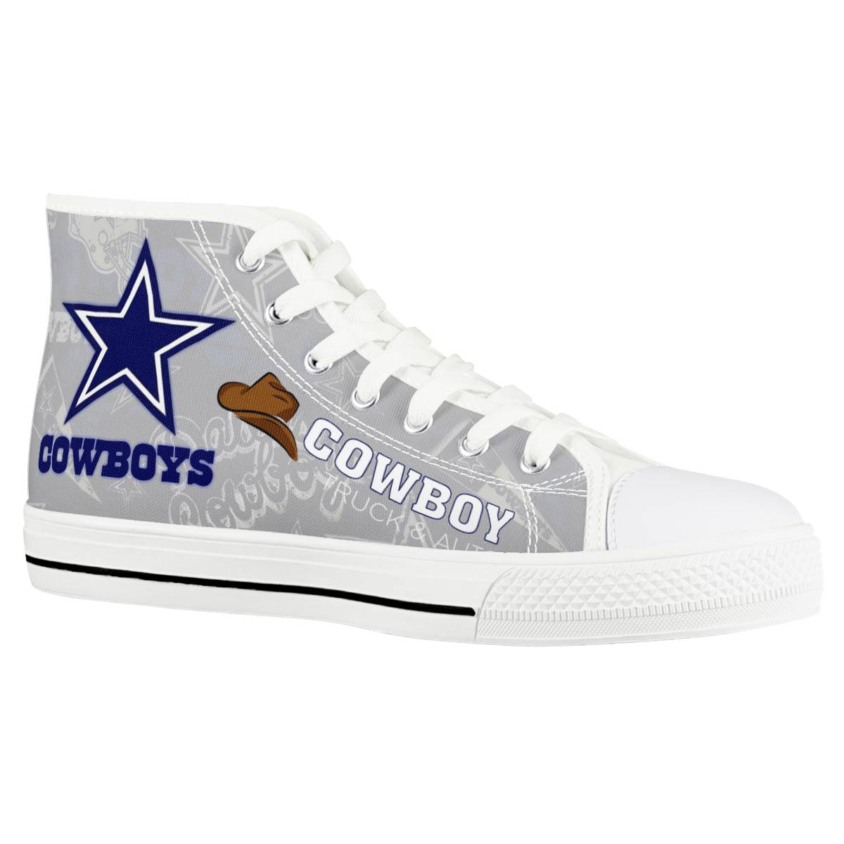 Men's Dallas Cowboys High Top Canvas Sneakers 005 Men's Dallas Cowboys High Top Canvas Sneakers 005